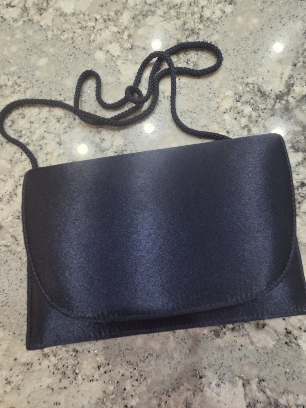 La Regale Blue Satin Shoulder Bag with Braided Strap